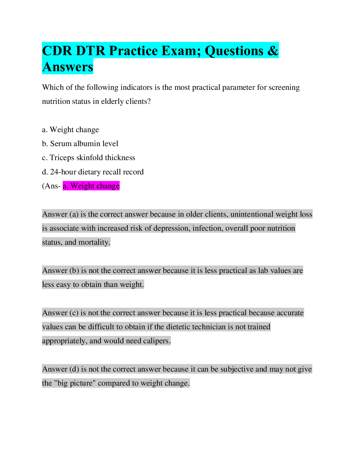 Bundle for CDR DTR Exams Compilation Browsegrades